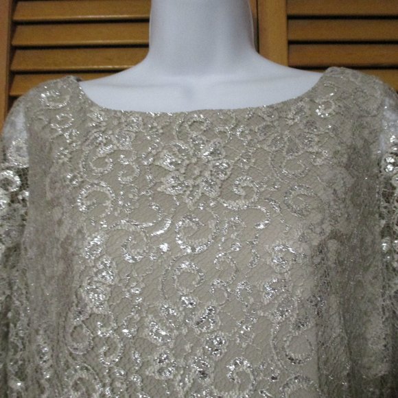 Calvin Klein Dress Feminine lacy tan/beige with stretch like new size 10 - Picture 3 of 10